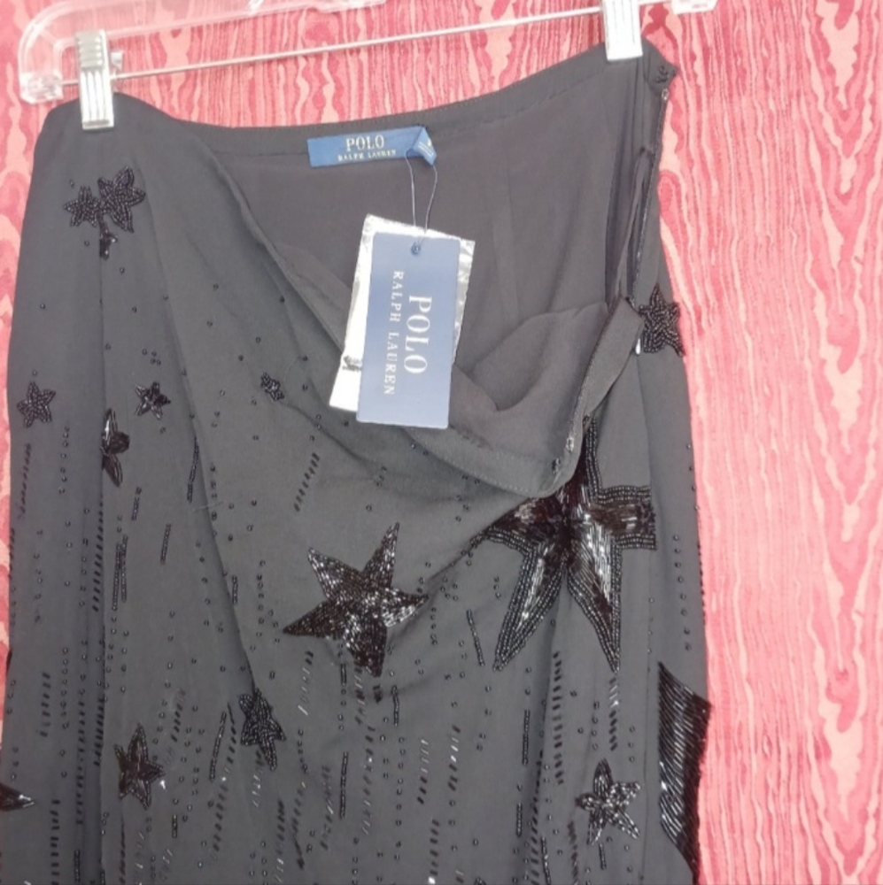 POLO RALPH LAUREN Black Long Beaded Skirt Women's Sz 4 NWT - Picture 4 of 14
